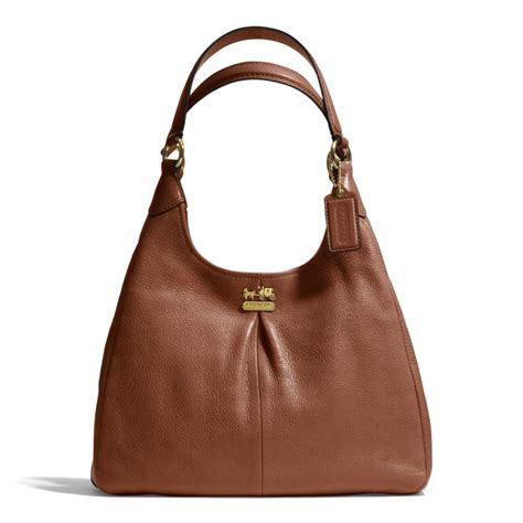 lyst coach madison maggie shoulder bag in leather in brown