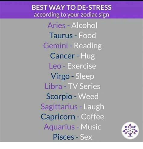 best way to de stress according to your zodiac sigrn aries taurus