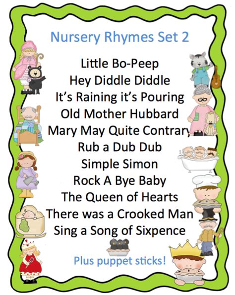 nursery rhymes set  cards  preschool printables