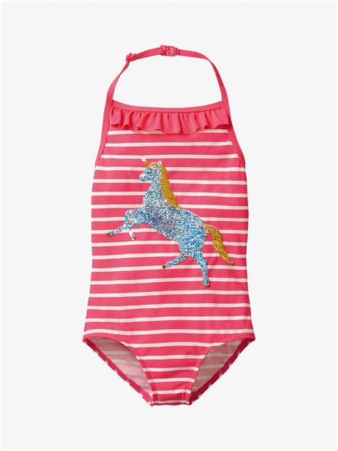 mini boden girls unicorn applique swimsuit pink at john lewis and partners