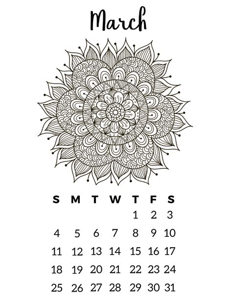 printable  calendar mandala coloring pages coloring calendar mandala coloring