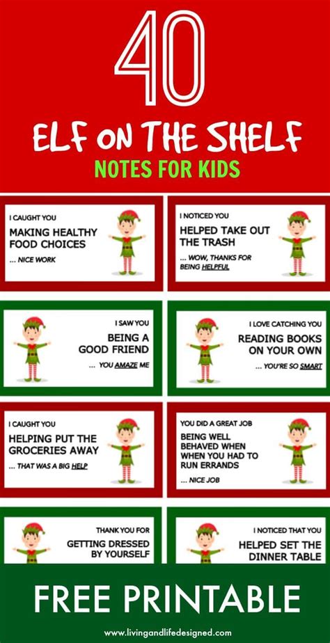 elf   shelf printable notecards   positive message elf