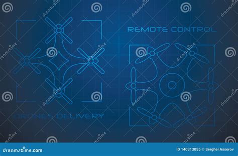 blueprint  drones  outline style stock vector illustration  stealth aircraft
