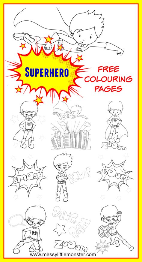 printable superhero colouring pages messy  monster