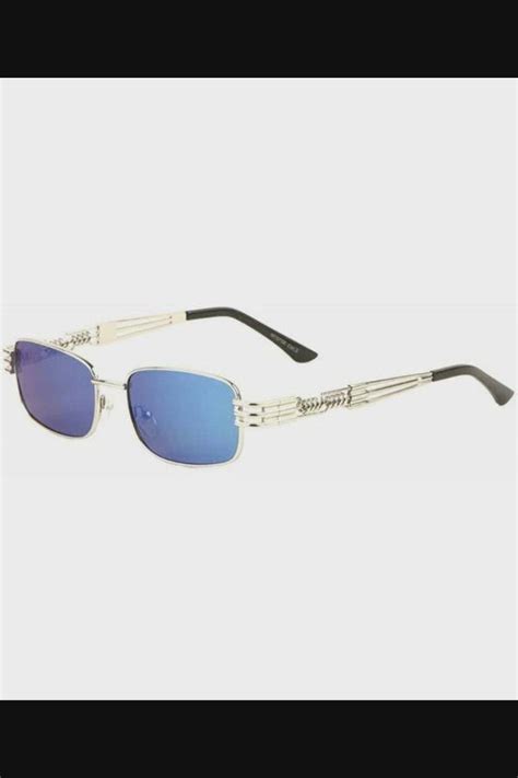 sicario slim rectangular classic luxury sunglasses silver metallic