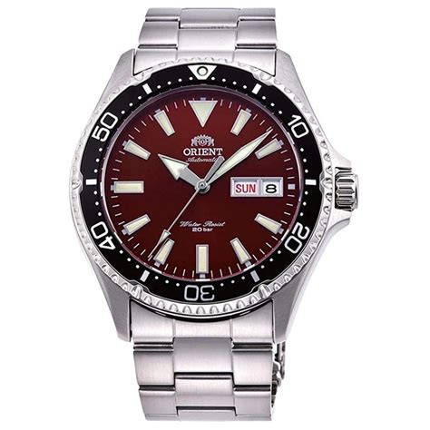 orient ra aarb  jewels automatic red dial stainless steel mens