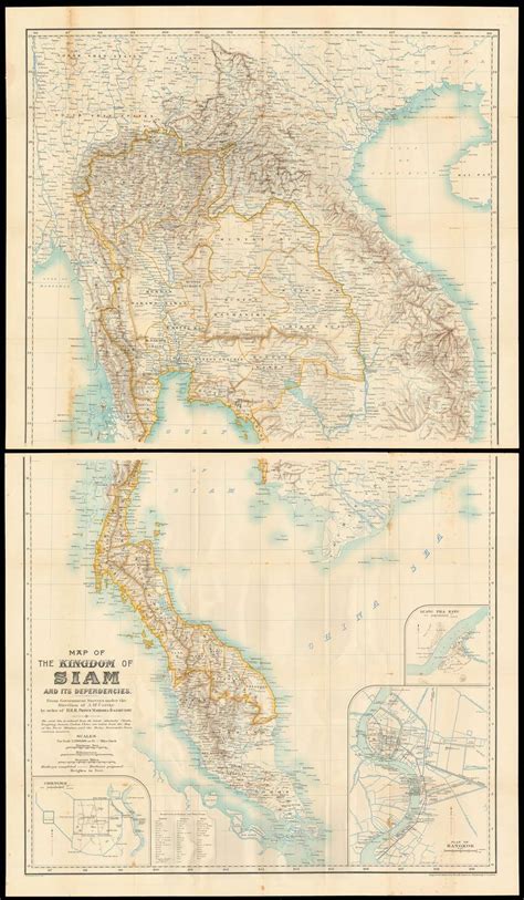 map   kingdom  siam   dependencies geographicus rare