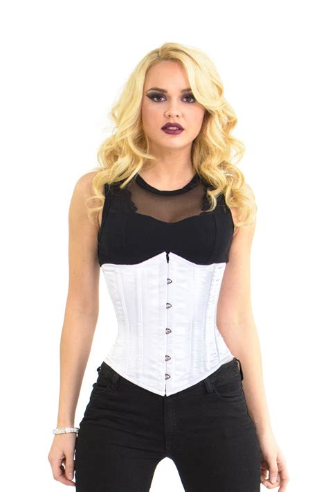 dita white satin underbust steel boned corset glamorous corset