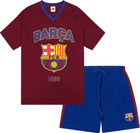 fc barcelona officiel ensemble de pyjama court theme football homme small amazonfr