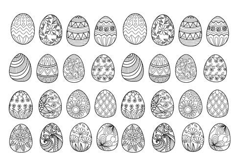 easter eggs complex easter adult coloring pages