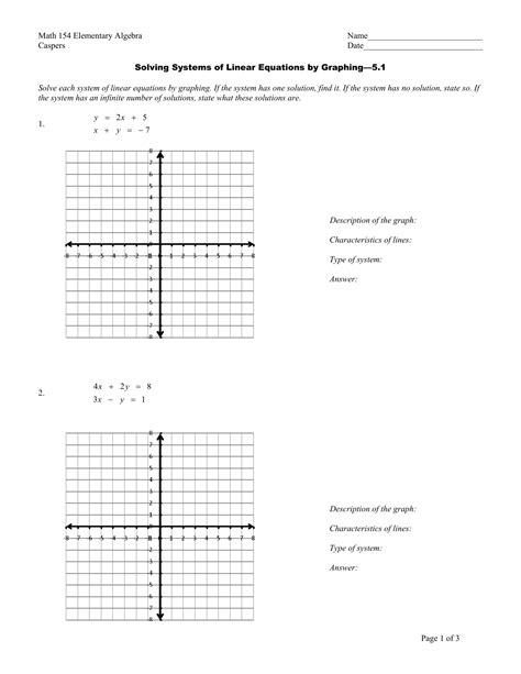 graphing linear equations worksheet answer key
