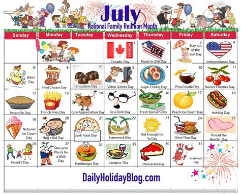 july national food day calendar