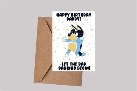 personalised bluey daddy birthday card bluey card etsy