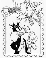 Coloring Pages Sylvester Tweety Bird Trophy Print sketch template
