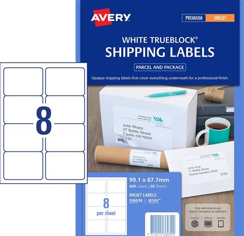 inkjet labels   sheet  white permanent avery  box