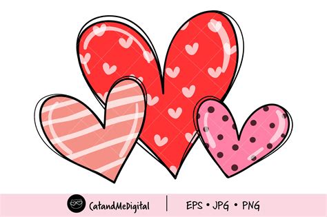 valentines day hearts png graphic  catandme creative fabrica