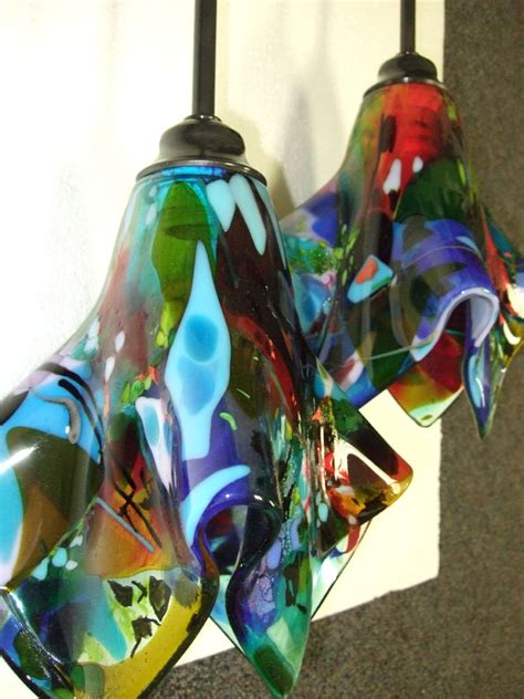 Colorful Fused Glass Pendant Light Designer Glass Mosaics