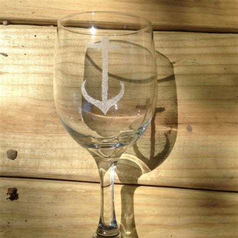 Items Similar To Etched Wine Glass Nautical Wine Glass