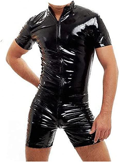 mens teddy bodysuit with zipper sex fetish bondage costumes