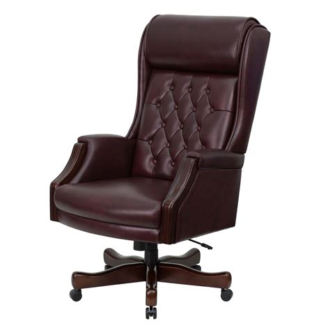 flash furniture tufted traditional leather executive office chair  arms burgundy walmartcom