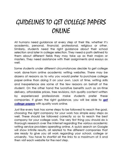 guidelines   college papers  college paper college