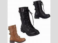 KIDS Girls Youth Military Combat Boot Zipper Lace Up Faux Leather Soda