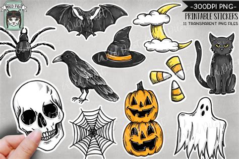 printable halloween sticker png files planner stickers png