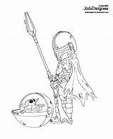 Mandalorian Lineart Wars sketch template