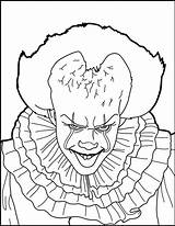 Pennywise Face Pages Coloring Printable Clown Smiling Funny Little Kids sketch template