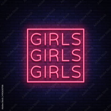 vecteur stock girls neon sign night light sign erotica striptease
