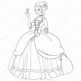 Antoinette Marie Coloring Illustration Princess Getcolorings Outlined Rococo Lady Getdrawings Vector sketch template