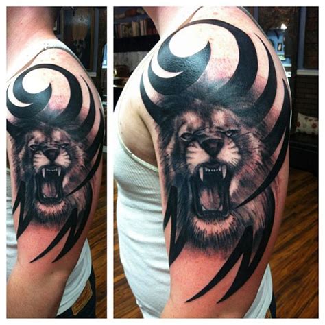 Shoulder Growling Lion Tribal Tattoo Best Tattoo Ideas Gallery