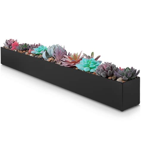 black stainless steel rectangular planter  drco