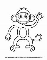Monkey Coloring Pages Monkeys Printable Cartoon Clipart Cute Kids Clip Print Jumping Colouring Color Preschoolers Swinging Little Animal Bed Baby sketch template