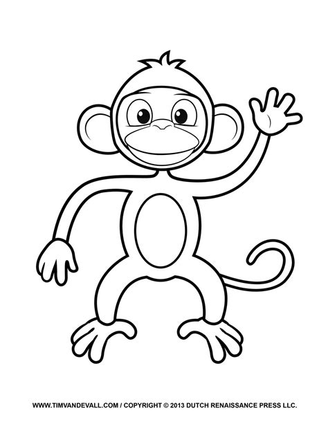 printable monkey clipart coloring pages cartoon crafts  kids