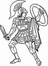 Greek Warrior Coloring Shield Sword Drawings Pages Zeus sketch template