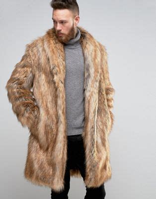 asos asos heavyweight faux fur overcoat