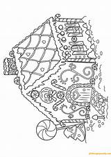 House Coloring Pages Gingerbread Cute Christmas Printable Holidays Books sketch template