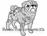 Pug Chien sketch template