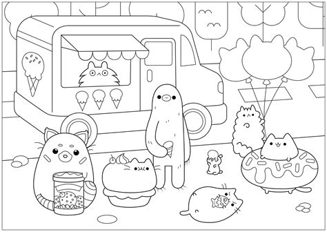ice cream man pusheen kids coloring pages