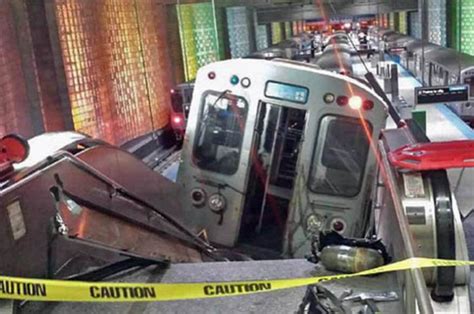 video cctv footage released of subway train derailing and crashing up