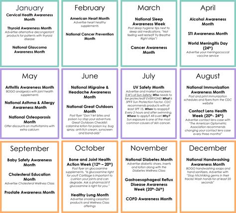 market your front end with a health awareness calendar