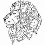 Coloring Lion Pages Outline Head Abstract Adults Drawn Book Illustration Decorated Ornamental Hand Doodles Printable Zentangle Mandala Vector Stock Judah sketch template