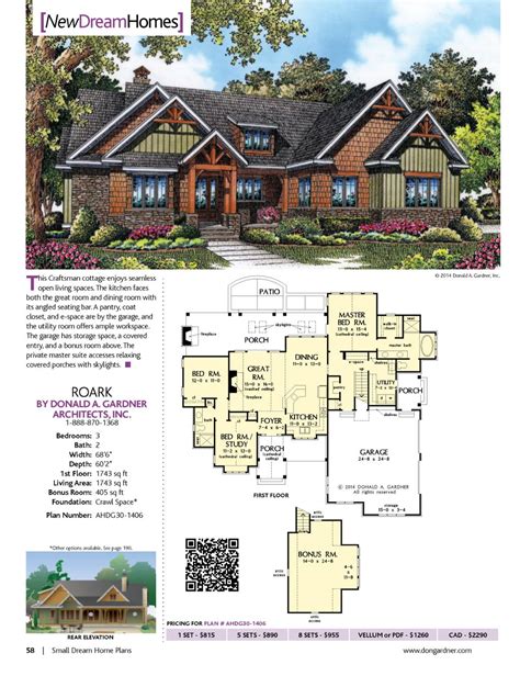 small dream homes craftsman cottage house plans