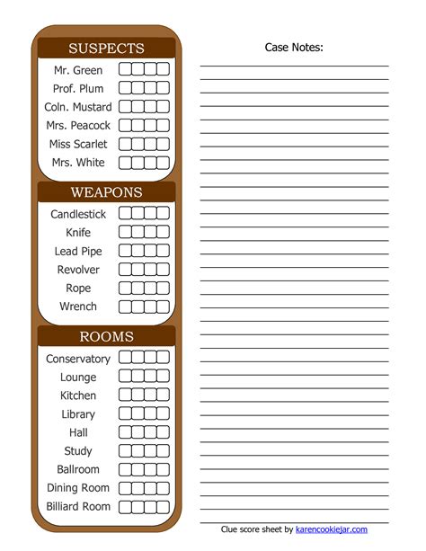 printable clue sheets printable word searches