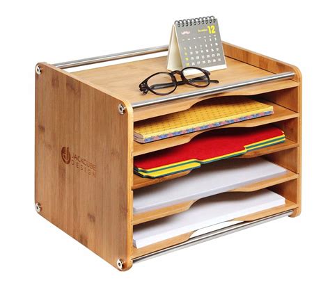 office school supplies natural bamboo desk file sorter organizer
