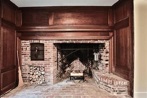 kitchenkeeping room cooking fireplace historic   hampshire colonial home
