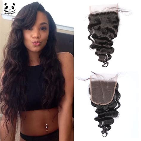 lace closure  malaysian loose wave lace closure  middle  part loose curly lace