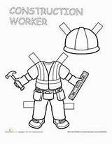 Community Helpers Construction Worker Preschool Paper Coloring Workers Dolls Kids Worksheet Doll Constructor Worksheets Activities Printables Crafts School Theme Occupations sketch template