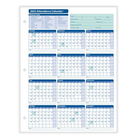 yearly employee attendance calendar yearly calendar hrdirect